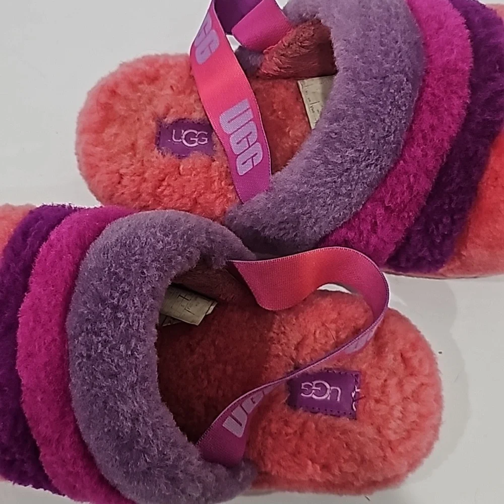 Ugg Fluff Yeah Slide Slippers Size 6 multi color purple pink